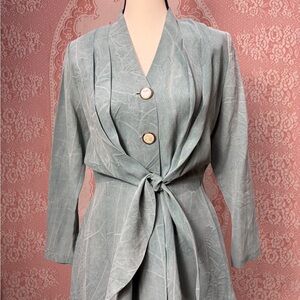 Vintage Sage Tie-Front Blazer Top – Made in Canada – Sz 6